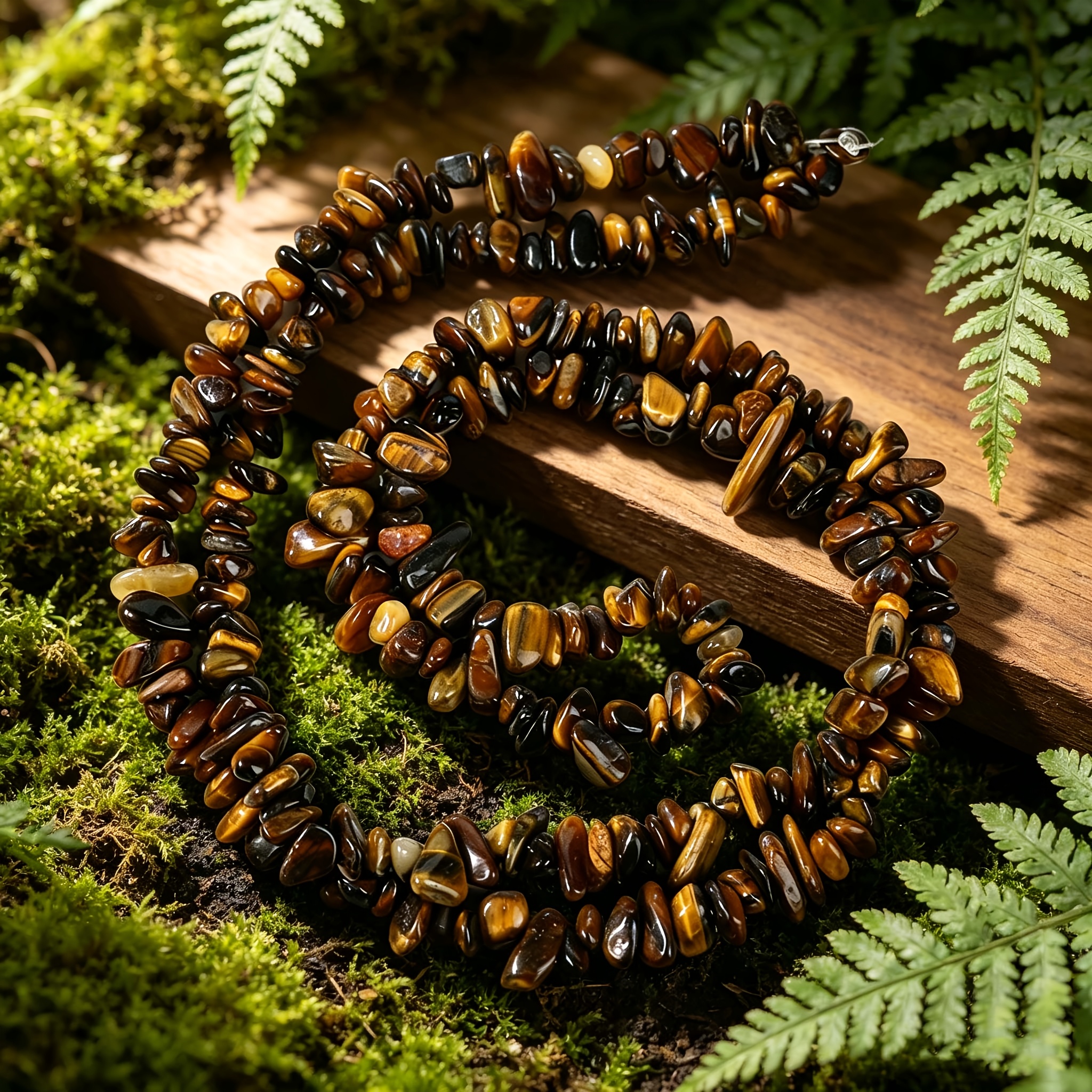 Vintage Brown-Toned Synthetic Tiger's Eye Beaded Strand, Handmade